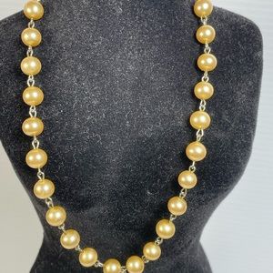 Vintage Faux Pearls and Gold Tone Hook Clasp Necklace 16"